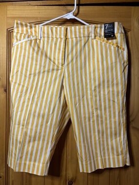 7 Seven Style Yellow & White Striped Women's Bermuda Shorts